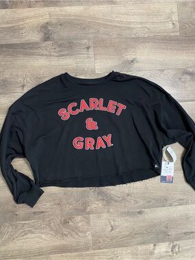 OSU Scarlet and Gray Black Cropped Sweatshirt -
